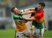 1 November 2020; Anton Sullivan of Offaly and Josh Moore of Carlow tussle after the final whistle of the Leinster GAA Football Senior Championship Round 1 match between Offaly and Carlow at Bord na Mona O'Connor Park in Tullamore, Offaly. Photo by Seb Daly/Sportsfile