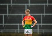 1 November 2020; Ross Dunphy of Carlow following his side's defeat during the Leinster GAA Football Senior Championship Round 1 match between Offaly and Carlow at Bord na Mona O'Connor Park in Tullamore, Offaly. Photo by Seb Daly/Sportsfile