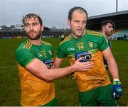 1 November 2020; Stephen McMenamin, left, and Michael Murphy of Donegal following the Ulster GAA Football Senior Championship Quarter-Final match between Donegal and Tyrone at MacCumhaill Park in Ballybofey, Donegal. Photo by Stephen McCarthy/Sportsfile