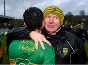 1 November 2020; Donegal manager Declan Bonner and Ryan McHugh following the Ulster GAA Football Senior Championship Quarter-Final match between Donegal and Tyrone at MacCumhaill Park in Ballybofey, Donegal. Photo by Stephen McCarthy/Sportsfile