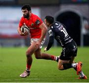 1 November 2020; Damian de Allende of Munster makes a break during the Guinness PRO14 match between Dragons and Munster at Rodney Parade in Newport, Wales. Photo by Chris Fairweather/Sportsfile