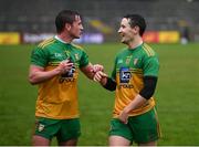 1 November 2020; Peadar Mogan, left, and Eoin McHugh of Donegal following the Ulster GAA Football Senior Championship Quarter-Final match between Donegal and Tyrone at MacCumhaill Park in Ballybofey, Donegal. Photo by Stephen McCarthy/Sportsfile