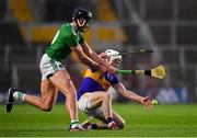 1 November 2020; Brendan Maher of Tipperary in action against Gearoid Hegarty of Limerick during the Munster GAA Hurling Senior Championship Semi-Final match between Tipperary and Limerick at Páirc Uí Chaoimh in Cork. Photo by Ray McManus/Sportsfile