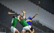 1 November 2020; Declan Hannon, left, and Barry Nash of Limerick in action against John McGrath of Tipperary during the Munster GAA Hurling Senior Championship Semi-Final match between Tipperary and Limerick at Páirc Uí Chaoimh in Cork. Photo by Daire Brennan/Sportsfile