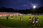 1 November 2020; St Patrick's Athletic players during the warm up ahead of the SSE Airtricity League Premier Division match between St. Patrick's Athletic and Dundalk at Richmond Park in Dublin. Photo by Michael P Ryan/Sportsfile