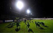 1 November 2020; Shamrock Rovers players warm-up ahead of the SSE Airtricity League Premier Division match between Finn Harps and Shamrock Rovers at Finn Park in Ballybofey, Donegal. Photo by Stephen McCarthy/Sportsfile