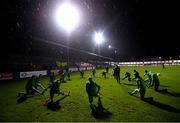 1 November 2020; Shamrock Rovers players warm-up ahead of the SSE Airtricity League Premier Division match between Finn Harps and Shamrock Rovers at Finn Park in Ballybofey, Donegal. Photo by Stephen McCarthy/Sportsfile