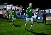 1 November 2020; Liam Scales of Shamrock Rovers runs out to a guard of honour from Finn Harps players and staff ahead of the SSE Airtricity League Premier Division match between Finn Harps and Shamrock Rovers at Finn Park in Ballybofey, Donegal. Photo by Stephen McCarthy/Sportsfile