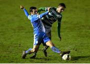 1 November 2020; Dean Williams of Shamrock Rovers in action against Gareth Harkin of Finn Harps during the SSE Airtricity League Premier Division match between Finn Harps and Shamrock Rovers at Finn Park in Ballybofey, Donegal. Photo by Stephen McCarthy/Sportsfile