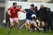 1 November 2020; Robbie Smyth of Longford in action against Dermot Campbell of Louth during the Leinster GAA Football Senior Championship Round 1 match between Louth and Longford at TEG Cusack Park in Mullingar, Westmeath. Photo by Eóin Noonan/Sportsfile