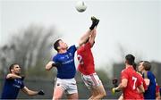 1 November 2020; Conall McKeever of Louth in action against Andrew Farrell of Longford during the Leinster GAA Football Senior Championship Round 1 match between Louth and Longford at TEG Cusack Park in Mullingar, Westmeath. Photo by Eóin Noonan/Sportsfile