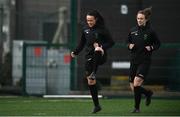 1 November 2020; Áine O’Gorman, left, and Karen Duggan participate in squad training during a Peamount United Media Day at PRL Park in Greenogue, Dublin. Photo by Sam Barnes/Sportsfile