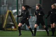 1 November 2020; Áine O’Gorman, left, and Karen Duggan, centre, participate in squad training during a Peamount United Media Day at PRL Park in Greenogue, Dublin. Photo by Sam Barnes/Sportsfile