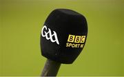 1 November 2020; A general view of a BBC Sport NI GAA branded microphone during the Ulster GAA Football Senior Championship Quarter-Final match between Donegal and Tyrone at MacCumhaill Park in Ballybofey, Donegal. Photo by Stephen McCarthy/Sportsfile