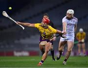 31 October 2020; Lee Chin of Wexford in action against Shane Cooney of Galway during the Leinster GAA Hurling Senior Championship Semi-Final match between Galway and Wexford at Croke Park in Dublin. Photo by Ray McManus/Sportsfile