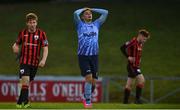 31 October 2020; Yousef Mahdy of UCD reacts to a missed chance during the SSE Airtricity League First Division Play-off Semi-Final match between UCD and Longford Town at the UCD Bowl in Belfield, Dublin. Photo by Sam Barnes/Sportsfile