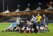 2 November 2020: A general view of a scrum during the Guinness PRO14 match between Glasgow Warriors and Leinster at Scotstoun Stadium in Glasgow, Scotland. Photo by Ross Parker/Sportsfile