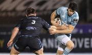 2 November 2020; Harry Byrne of Leinster is tackled by D'Arcy Rae of Glasgow Warriors during the Guinness PRO14 match between Glasgow Warriors and Leinster at Scotstoun Stadium in Glasgow, Scotland. Photo by Ross Parker/Sportsfile