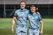 2 November 2020: Leinster's Dan Leavy, left, and debutant David Hawkshaw after the Guinness PRO14 match between Glasgow Warriors and Leinster at Scotstoun Stadium in Glasgow, Scotland. Photo by Ross Parker/Sportsfile