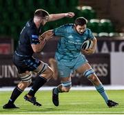 2 November 2020: Josh Murphy of Leinster is tackled by Hamish Bain of Glasgow Warriors during the Guinness PRO14 match between Glasgow Warriors and Leinster at Scotstoun Stadium in Glasgow, Scotland. Photo by Ross Parker/Sportsfile