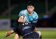 2 November 2020: Jimmy O'Brien of Leinster is tackled by Pete Horne of Glasgow Warriors during the Guinness PRO14 match between Glasgow Warriors and Leinster at Scotstoun Stadium in Glasgow, Scotland. Photo by Ross Parker/Sportsfile