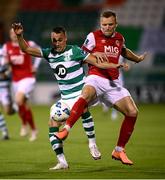 4 November 2020; Graham Burke of Shamrock Rovers in action against Jamie Lennon of St Patrick's Athletic during the SSE Airtricity League Premier Division match between Shamrock Rovers and St Patrick's Athletic at Tallaght Stadium in Dublin. Photo by Stephen McCarthy/Sportsfile
