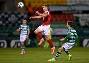 4 November 2020; Jamie Lennon of St Patrick's Athletic in action against Dylan Watts of Shamrock Rovers during the SSE Airtricity League Premier Division match between Shamrock Rovers and St Patrick's Athletic at Tallaght Stadium in Dublin. Photo by Seb Daly/Sportsfile
