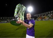 4 November 2020; Aaron McEneff of Shamrock Rovers celebrates after being presented with the SSE Airtricity League Premier Division trophy following their match against St Patrick's Athletic at Tallaght Stadium in Dublin. Photo by Stephen McCarthy/Sportsfile