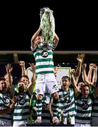 4 November 2020; Shamrock Rovers captain Ronan Finn and team-mates celebrate after being presented with the SSE Airtricity League Premier Division trophy following their match against St Patrick's Athletic at Tallaght Stadium in Dublin. Photo by Stephen McCarthy/Sportsfile
