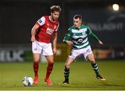 4 November 2020; Billy King of St Patrick's Athletic in action against Sean Kavanagh of Shamrock Rovers during the SSE Airtricity League Premier Division match between Shamrock Rovers and St Patrick's Athletic at Tallaght Stadium in Dublin. Photo by Stephen McCarthy/Sportsfile