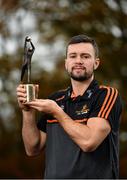 5 November 2020; PwC GAA/GPA Footballer of the Month for October, Conor McKenna of Tyrone, with his award at his home club Eglish GAA in Eglish, Tyrone. Photo by Seb Daly/Sportsfile