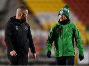4 November 2020; Jack Byrne of Shamrock Rovers, right, and strength & conditioning coach Darren Dillon during the SSE Airtricity League Premier Division match between Shamrock Rovers and St Patrick's Athletic at Tallaght Stadium in Dublin. Photo by Seb Daly/Sportsfile