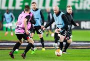 5 November 2020; Chris Shields of Dundalk, right, in the warm-up prior to the UEFA Europa League Group B match between SK Rapid Wien and Dundalk at Allianz Stadion in Vienna, Austria. Photo by Vid Ponikvar/Sportsfile