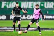 5 November 2020; Sean Gannon, right, and Jordan Flores of Dundalk in the warm-up prior to the UEFA Europa League Group B match between SK Rapid Wien and Dundalk at Allianz Stadion in Vienna, Austria. Photo by Vid Ponikvar/Sportsfile