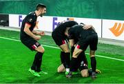 5 November 2020; Patrick Hoban of Dundalk, hidden, celebrates with team-mates after scoring his side's first goal during the UEFA Europa League Group B match between SK Rapid Wien and Dundalk at Allianz Stadion in Vienna, Austria. Photo by Vid Ponikvar/Sportsfile