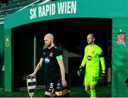 5 November 2020; Chris Shields, left, and Aaron McCarey of Dundalk make their way out to the pitch ahead of the UEFA Europa League Group B match between SK Rapid Wien and Dundalk at Allianz Stadion in Vienna, Austria. Photo by Vid Ponikvar/Sportsfile