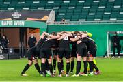 5 November 2020; Dundalk players in a huddle prior to the UEFA Europa League Group B match between SK Rapid Wien and Dundalk at Allianz Stadion in Vienna, Austria. Photo by Vid Ponikvar/Sportsfile
