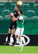 5 November 2020; Michael Duffy of Dundalk in action against Filip Stojkovic of SK Rapid Wien during the UEFA Europa League Group B match between SK Rapid Wien and Dundalk at Allianz Stadion in Vienna, Austria. Photo by Vid Ponikvar/Sportsfile