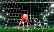 5 November 2020; Greg Sloggett of Dundalk heads the ball during the UEFA Europa League Group B match between SK Rapid Wien and Dundalk at Allianz Stadion in Vienna, Austria. Photo by Vid Ponikvar/Sportsfile