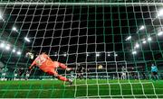 5 November 2020; David McMillan of Dundalk shoots to score his side's third goal, from a penalty, during the UEFA Europa League Group B match between SK Rapid Wien and Dundalk at Allianz Stadion in Vienna, Austria. Photo by Vid Ponikvar/Sportsfile