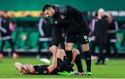 5 November 2020; Greg Sloggett, left, and Jordan Flores of Dundalk after the UEFA Europa League Group B match between SK Rapid Wien and Dundalk at Allianz Stadion in Vienna, Austria. Photo by Vid Ponikvar/Sportsfile