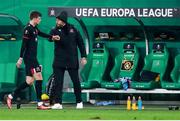 5 November 2020; Sean Gannon of Dundalk with interim heach coach Filippo Giovagnoli during the UEFA Europa League Group B match between SK Rapid Wien and Dundalk at Allianz Stadion in Vienna, Austria. Photo by Vid Ponikvar/Sportsfile