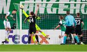 5 November 2020; Aaron McCarey of Dundalk makes a save during the UEFA Europa League Group B match between SK Rapid Wien and Dundalk at Allianz Stadion in Vienna, Austria. Photo by Vid Ponikvar/Sportsfile