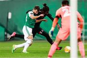 5 November 2020; Filip Stojkovic of SK Rapid Wien and Nathan Oduwa of Dundalk in action during the UEFA Europa League Group B match between SK Rapid Wien and Dundalk at Allianz Stadion in Vienna, Austria. Photo by Vid Ponikvar/Sportsfile