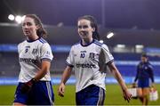 6 November 2020; Laura McEneaney, left, and Cora Courtney of Monaghan following the TG4 All-Ireland Senior Ladies Football Championship Round 2 match between Monaghan and Tipperary at Parnell Park in Dublin. Photo by Eóin Noonan/Sportsfile