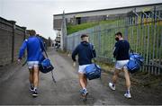 7 November 2020; Laois players, from left, Ryan Mullaney, Eoin Gaughan and Conor Phelan arrive prior to the GAA Hurling All-Ireland Senior Championship Qualifier Round 1 match between Clare and Laois at UPMC Nowlan Park in Kilkenny. Photo by Brendan Moran/Sportsfile