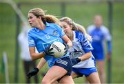 7 November 2020; Sarah McCaffrey of Dublin in action against Aisling Mullaney of Waterford during the TG4 All-Ireland Senior Ladies Football Championship Round 2 match between Dublin and Waterford at Baltinglass GAA Club in Baltinglass, Wicklow. Photo by Stephen McCarthy/Sportsfile