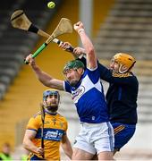 7 November 2020; Willie Dunphy of Laois in action against Eibhear Quilligan of Clare during the GAA Hurling All-Ireland Senior Championship Qualifier Round 1 match between Clare and Laois at UPMC Nowlan Park in Kilkenny. Photo by Brendan Moran/Sportsfile