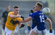 7 November 2020; James McAuley of Antrim in action against Cormac O'Reilly of Cavan during the Ulster GAA Football Senior Championship Quarter-Final match between Cavan and Antrim at Kingspan Breffni in Cavan. Photo by Ramsey Cardy/Sportsfile