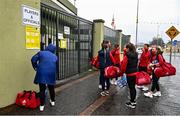 7 November 2020; Cork players waiting to get into Austin Stack Park prior to the TG4 All-Ireland Senior Ladies Football Championship Round 2 match between Cork and Kerry at Austin Stack Park in Tralee, Kerry. Photo by Eóin Noonan/Sportsfile